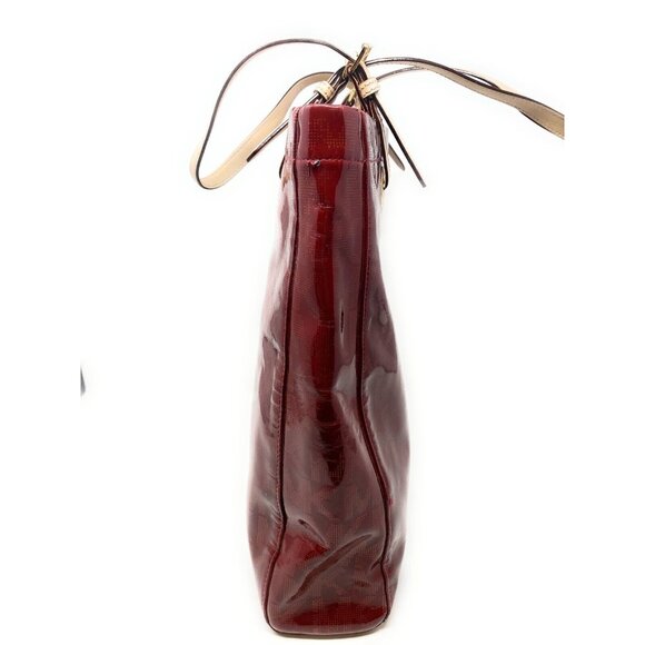 Michael Kors Jet Set Women’s Red Patent Leather Signature Tote Shoulder Bag - Picture 3 of 10